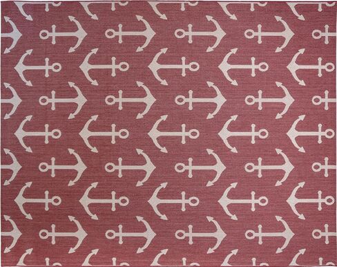 Gertmenian Indoor Outdoor Classic Flatweave Area Rug, Stain & UV Resistant Carpet, Deck, Patio, Poolside & Mudroom, 5x7 Ft Standard, Abstract Medallion, Red, 22934 in Saudi Arabia