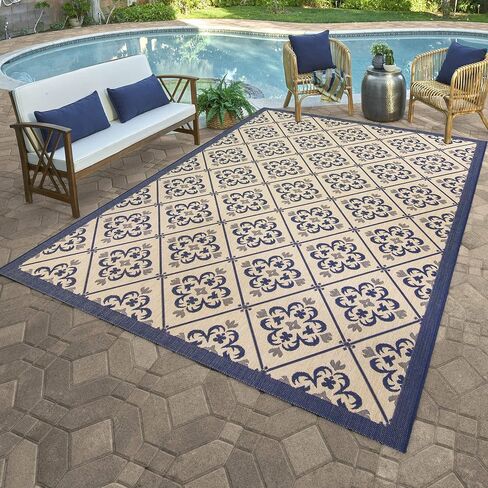 Gertmenian Indoor Outdoor Classic Flatweave Area Rug, Stain & UV Resistant Carpet, Deck, Patio, Poolside & Mudroom, 5x7 Ft Standard, Abstract Medallion, Red, 22934 in Saudi Arabia