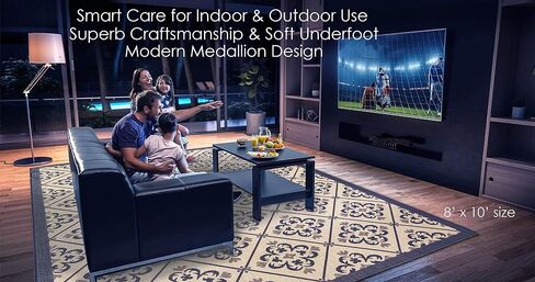 Gertmenian Indoor Outdoor Classic Flatweave Area Rug, Stain & UV Resistant Carpet, Deck, Patio, Poolside & Mudroom, 5x7 Ft Standard, Abstract Medallion, Red, 22934 in Saudi Arabia
