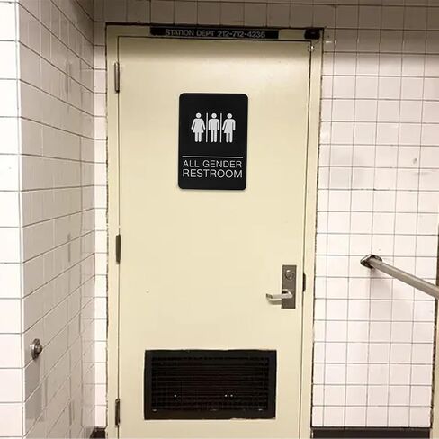 All Gender Braille Restroom Sign Black | Comes With Double Sided 3M Tape to Secure Perfectly in Less Than a Minute | Unique Design and Highly Visible - Dimensions 9 x 6 Inch in Saudi Arabia