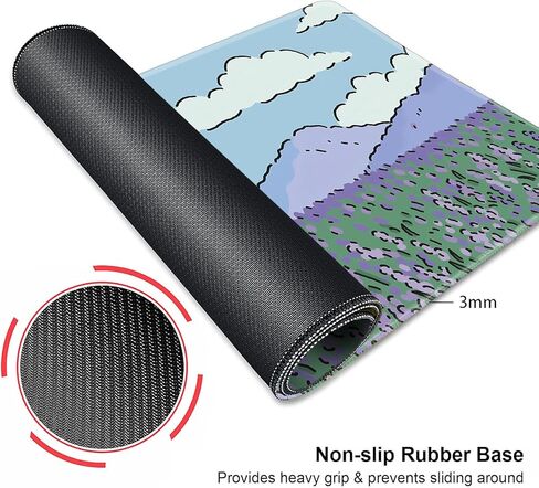 Anime Lavender Desk Mat, Cute Mousepad, Kawaii Landscape Japan Deskmat Mat, Green Purple Blue XL Large XXL Gaming Keyboard Mouse Pad in Kuwait