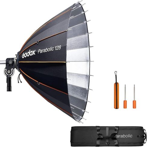 نظام تركيز الضوء Godox Parabolic P128 Kit Parabolic Softbox إعداد سريع لتركيب Godox Bowens LED لإضاءة الفيديو/إضاءة الإخراج المستمر in Saudi Arabia