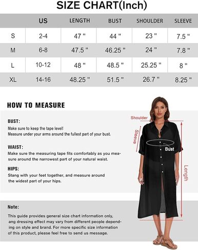 فستان سباحة نسائي بغطاء للقميص بأزرار سفلية، فستان طويل للشاطئ بأكمام قصيرة، كيمونو in Kuwait