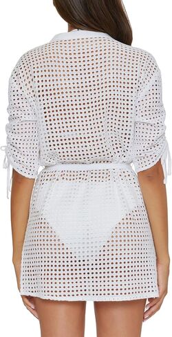 BECCA Gauzy & Lace Mesh Dress, Collared Button-up, Casual, Beach Cover Ups for Women in Saudi Arabia