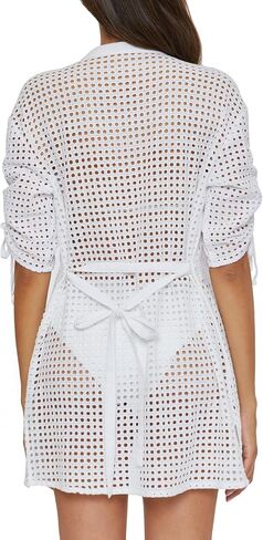 BECCA Gauzy & Lace Mesh Dress, Collared Button-up, Casual, Beach Cover Ups for Women in Saudi Arabia