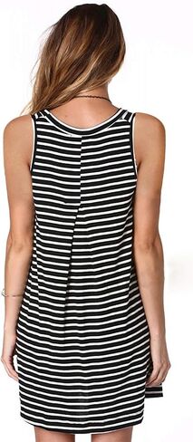 Alaster Women’s Tank Casual Dress Summer Loose Striped T-Shirt Dresses Sleeveless Sundress with Pockets in Saudi Arabia