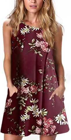 Alaster Women’s Tank Casual Dress Summer Loose Striped T-Shirt Dresses Sleeveless Sundress with Pockets in Saudi Arabia