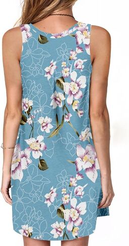 Alaster Women’s Tank Casual Dress Summer Loose Striped T-Shirt Dresses Sleeveless Sundress with Pockets in Kuwait