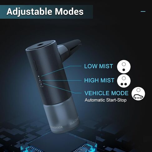 معطر هواء السيارة الذكية - ناشر هواء تلقائي للتشغيل/الإيقاف مع مشبك تهوية، ناشر USB 3 أوضاع تركيز بالموجات فوق الصوتية، ناشر رائحة عطرية فرنسية طبيعية لمكتب السيارة والمنزل in Saudi Arabia