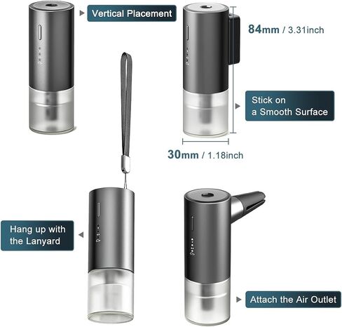 معطر هواء السيارة الذكية - ناشر هواء تلقائي للتشغيل/الإيقاف مع مشبك تهوية، ناشر USB 3 أوضاع تركيز بالموجات فوق الصوتية، ناشر رائحة عطرية فرنسية طبيعية لمكتب السيارة والمنزل in Saudi Arabia