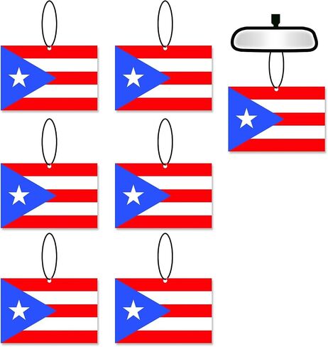 6 Pcs Flag of Puerto Rico Car Air Fresheners, Funny Hanging Car Air Fresheners Long Lasting Cute Car Mirror Scented Hanging Car Decoration Ornaments Gift Interior Accessories for Men Women in Saudi Arabia