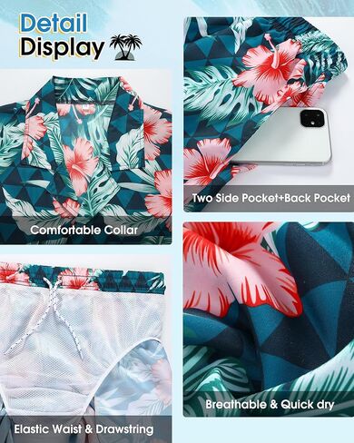 Men's Hawaiian Matching Set Summer Beach Outfits 2 Piece Flower Tropical Short Sleeve Cuban Shirts and Shorts Suits in Saudi Arabia