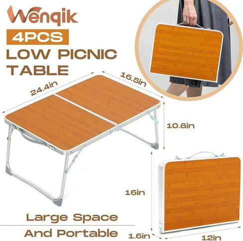 4 Pcs Foldable Laptop Tables Folding Bed Table Portable Mini Lap Desk for Leg Portable Breakfast Serving Bed Tray Lightweight Study Table Portable Mini Picnic Laptop Table for Bed Study Reading in Saudi Arabia