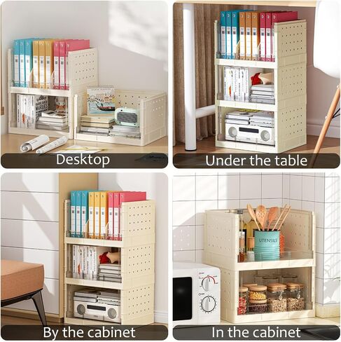 3 Foldable Desk Shelf, Desk Organizer, Small Bookshelf for Desktop Storage Desk, Office Desk Shelf Organizers, Desktop Organisers and Accessories for Offices, Bedrooms and Dormitories in Saudi Arabia