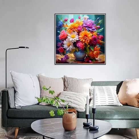 FHBUBPUP Diamond Painting Kits for Adults, Flower Diamond Art Kits, Full Drill Round Gem Art, DIY Paint with Diamond Beads Crafts for Home Wall Decoration Gifts 12x12 inch in Saudi Arabia