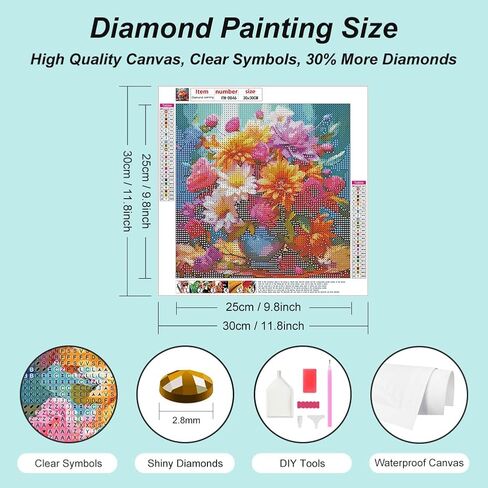 FHBUBPUP Diamond Painting Kits for Adults, Flower Diamond Art Kits, Full Drill Round Gem Art, DIY Paint with Diamond Beads Crafts for Home Wall Decoration Gifts 12x12 inch in Saudi Arabia