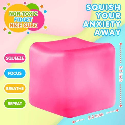 Fidget Ice Cube Stress Balls, 4Pcs Stress Balls for Kids, Fidget Toys Adults Stress Relief Squeeze Ball, Square Shape Hand Exercise Ball, Sensory Toys for Autistic (Gel Sugar Cube 4pack) in Saudi Arabia