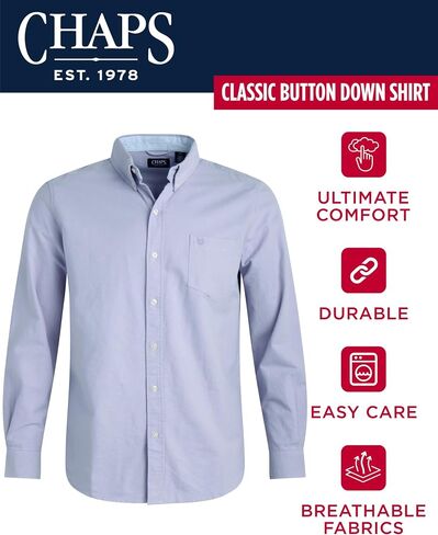 Chaps Men's Shirt - Relaxed Fit Comfort Stretch Button Down Oxford Shirt - Causal Long Sleeve Cotton Shirt for Men (M-4XL) in Saudi Arabia