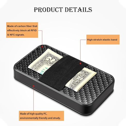 Slim Wallet for Men, Pop up Wallet RFID Blocking Mens Wallet Bussiness Card Holder for Men Carbon Fiber Fornt Pocket Minimalist Wallet (Carbon Fiber) in Saudi Arabia