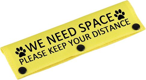 Funny Dog Leash Sleeve Please Keep Your Distance Dog Leash Wrap Sleeve Alert Tag Pet Birthday Gift (KEEP YOUR DISTANCE-YE Sleeve) in Saudi Arabia