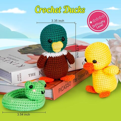 ekaus Crochet Kit for Beginners, Crochet Starter Kit with Step-by-Step Video Tutorials, Crochet DIY Knitting Supplies for Adults Kids, Crochet Rabbits(45%+ Yarn) in Saudi Arabia