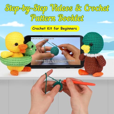 ekaus Crochet Kit for Beginners, Crochet Starter Kit with Step-by-Step Video Tutorials, Crochet DIY Knitting Supplies for Adults Kids, Crochet Rabbits(45%+ Yarn) in Saudi Arabia