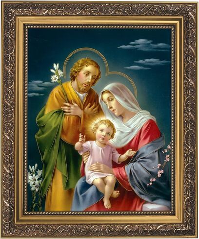 Gerffert Christian Wall Décor Ornate Gold Framed Artwork, 11 x 13-Inch, Holy Family in Saudi Arabia