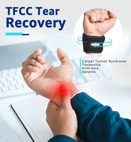 دعامة معصم HiRui لتمزقات TFCC، معصم معصم قابل للتعديل يدعم اللياقة البدنية ورفع الأثقال والتنس والتهاب الأوتار والنفق الرسغي وتخفيف آلام التهاب المفاصل، مقاس واحد قابل للتعديل (أسود، عبوة واحدة) in Kuwait