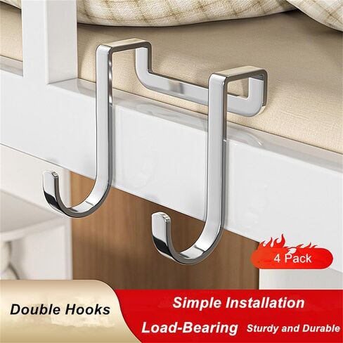 Cabinet Door Hooks, Double Hooks Storage， Over Door Shower Hook, Stainless Steel Over Door Hook for Kitchen, Hanger Hook for Bathroom, Closet, Cabinet Cupboard, Shower, Drawer, Wardrobe in Saudi Arabia