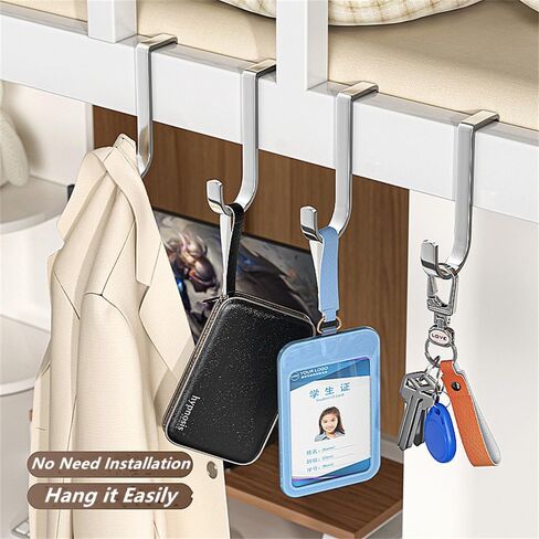 Cabinet Door Hooks, Double Hooks Storage， Over Door Shower Hook, Stainless Steel Over Door Hook for Kitchen, Hanger Hook for Bathroom, Closet, Cabinet Cupboard, Shower, Drawer, Wardrobe in Saudi Arabia