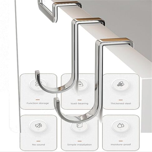 Cabinet Door Hooks, Double Hooks Storage， Over Door Shower Hook, Stainless Steel Over Door Hook for Kitchen, Hanger Hook for Bathroom, Closet, Cabinet Cupboard, Shower, Drawer, Wardrobe in Saudi Arabia