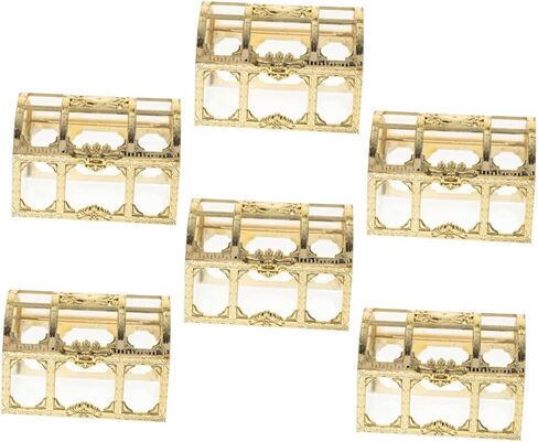 6 قطع صندوق الكنز صندوق الحلوى صندوق الكنز المربع صندوق الكنز الصغير حاوية الكنز الصغيرة الفاخرة صندوق الكنز الصغير صندوق القراصنة هدايا الحفلات حقيبة شفافة بلاستيكية العروس عيد الميلاد in Kuwait