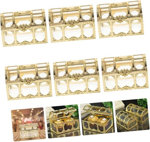 6 قطع صندوق الكنز صندوق الحلوى صندوق الكنز المربع صندوق الكنز الصغير حاوية الكنز الصغيرة الفاخرة صندوق الكنز الصغير صندوق القراصنة هدايا الحفلات حقيبة شفافة بلاستيكية العروس عيد الميلاد in Kuwait