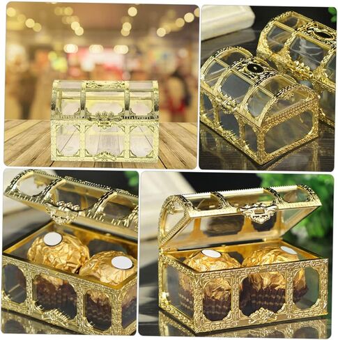 6 قطع صندوق الكنز صندوق الحلوى صندوق الكنز المربع صندوق الكنز الصغير حاوية الكنز الصغيرة الفاخرة صندوق الكنز الصغير صندوق القراصنة هدايا الحفلات حقيبة شفافة بلاستيكية العروس عيد الميلاد in Kuwait