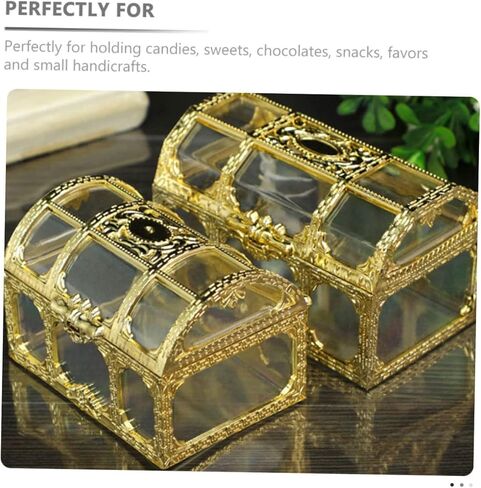 6 قطع صندوق الكنز صندوق الحلوى صندوق الكنز المربع صندوق الكنز الصغير حاوية الكنز الصغيرة الفاخرة صندوق الكنز الصغير صندوق القراصنة هدايا الحفلات حقيبة شفافة بلاستيكية العروس عيد الميلاد in Kuwait