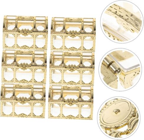 6 قطع صندوق الكنز صندوق الحلوى صندوق الكنز المربع صندوق الكنز الصغير حاوية الكنز الصغيرة الفاخرة صندوق الكنز الصغير صندوق القراصنة هدايا الحفلات حقيبة شفافة بلاستيكية العروس عيد الميلاد in Kuwait