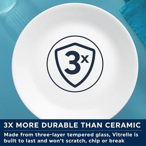 Corelle Vitrelle 4-Pieces 8.5" Glass Salad/Appetizer Plates, Chip & Crack Resistant Glass Dinnerware Set Plates, Bella Faenza in Saudi Arabia