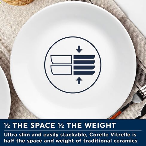 Corelle Vitrelle 4-Pieces 8.5" Glass Salad/Appetizer Plates, Chip & Crack Resistant Glass Dinnerware Set Plates, Bella Faenza in Saudi Arabia