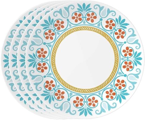 Corelle Vitrelle 4-Pieces 8.5" Glass Salad/Appetizer Plates, Chip & Crack Resistant Glass Dinnerware Set Plates, Bella Faenza in Saudi Arabia