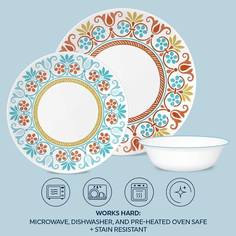 Corelle Vitrelle 4-Pieces 8.5" Glass Salad/Appetizer Plates, Chip & Crack Resistant Glass Dinnerware Set Plates, Bella Faenza in Saudi Arabia