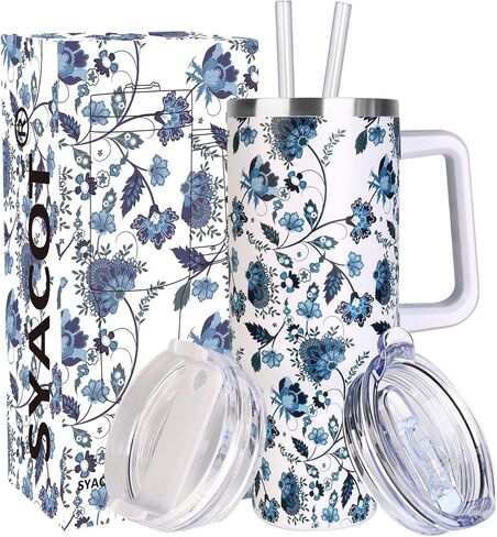 40 oz Tumbler with Handle and Straw, Stainless Steel Insulated Tumbler with Leak Proof Lid and Straw Lid,Reusable Water Bottle Vacuum Travel Coffee Mug Cup,Dishwasher Safe Keep Drinks Cold and Hot in Saudi Arabia
