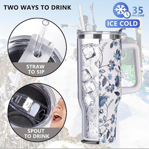 40 oz Tumbler with Handle and Straw, Stainless Steel Insulated Tumbler with Leak Proof Lid and Straw Lid,Reusable Water Bottle Vacuum Travel Coffee Mug Cup,Dishwasher Safe Keep Drinks Cold and Hot in Saudi Arabia