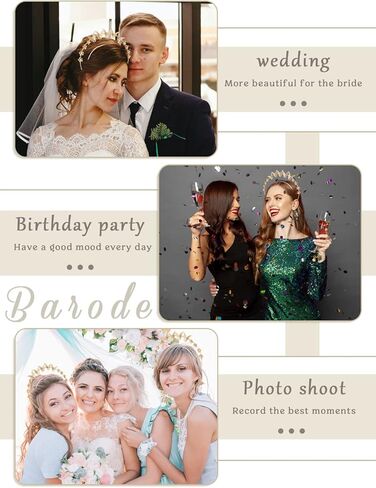 Barode Butterfly Halo Crown Headband Gold Rhinestone Bride Wedding Tiaras Layered Headpiece Floral Bridal Princess Angel Prom Headwear for Women in Kuwait