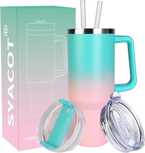 40 oz Tumbler with Handle and Straw, Stainless Steel Insulated Tumbler with Leak Proof Lid and Straw Lid,Reusable Water Bottle Vacuum Travel Coffee Mug Cup,Dishwasher Safe Keep Drinks Cold and Hot in Saudi Arabia