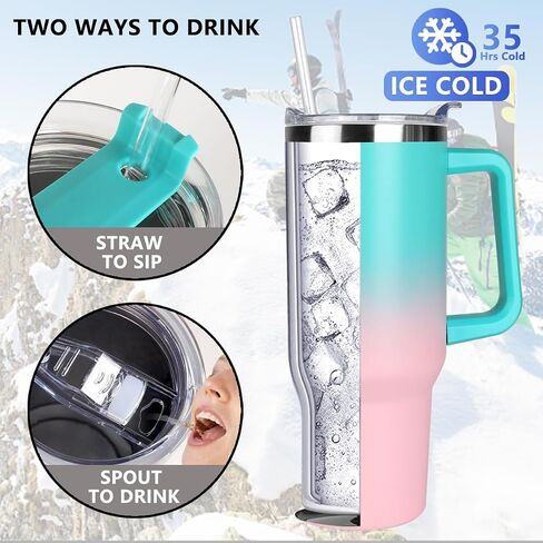 40 oz Tumbler with Handle and Straw, Stainless Steel Insulated Tumbler with Leak Proof Lid and Straw Lid,Reusable Water Bottle Vacuum Travel Coffee Mug Cup,Dishwasher Safe Keep Drinks Cold and Hot in Saudi Arabia