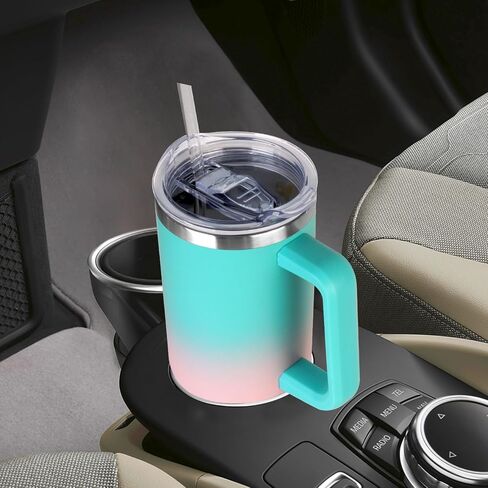 40 oz Tumbler with Handle and Straw, Stainless Steel Insulated Tumbler with Leak Proof Lid and Straw Lid,Reusable Water Bottle Vacuum Travel Coffee Mug Cup,Dishwasher Safe Keep Drinks Cold and Hot in Saudi Arabia