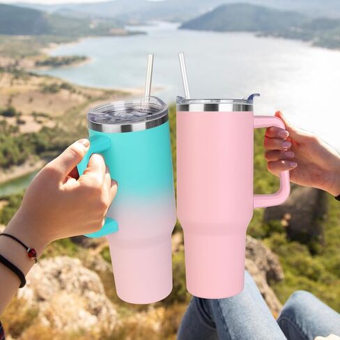 40 oz Tumbler with Handle and Straw, Stainless Steel Insulated Tumbler with Leak Proof Lid and Straw Lid,Reusable Water Bottle Vacuum Travel Coffee Mug Cup,Dishwasher Safe Keep Drinks Cold and Hot in Saudi Arabia