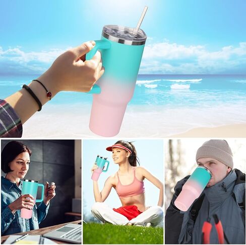 40 oz Tumbler with Handle and Straw, Stainless Steel Insulated Tumbler with Leak Proof Lid and Straw Lid,Reusable Water Bottle Vacuum Travel Coffee Mug Cup,Dishwasher Safe Keep Drinks Cold and Hot in Saudi Arabia