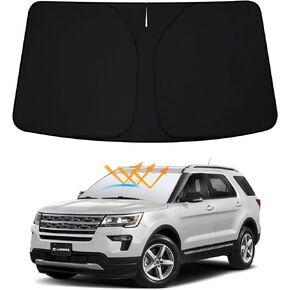 D-Lumina Winshield Sun Shade for Fo-rd Explorer 2011 2012 2013 2014 2015 2016 2017 2018 2019, Foldable Front Sun Shield Protector Blocks UV Rays, Window Sunshade Sun Visor Interior Accessory
