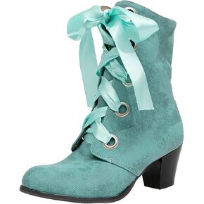 حذاء نسائي من getmorebeauty لمنتصف الساق بتصميم عتيق كلاسيكي برباط ومنخفض ومكتنز بمقدمة مدببة من الجلد حذاء للكاحل in Kuwait